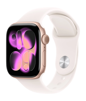 Apple Watch Series 11 GPS + Cell 42 mm rosaguld aluminum, sart fersken sportsrem - M/L