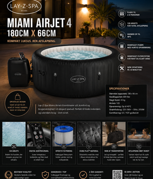 Lay-Z Spa Miami AirJet 4 180 x 66 Black
