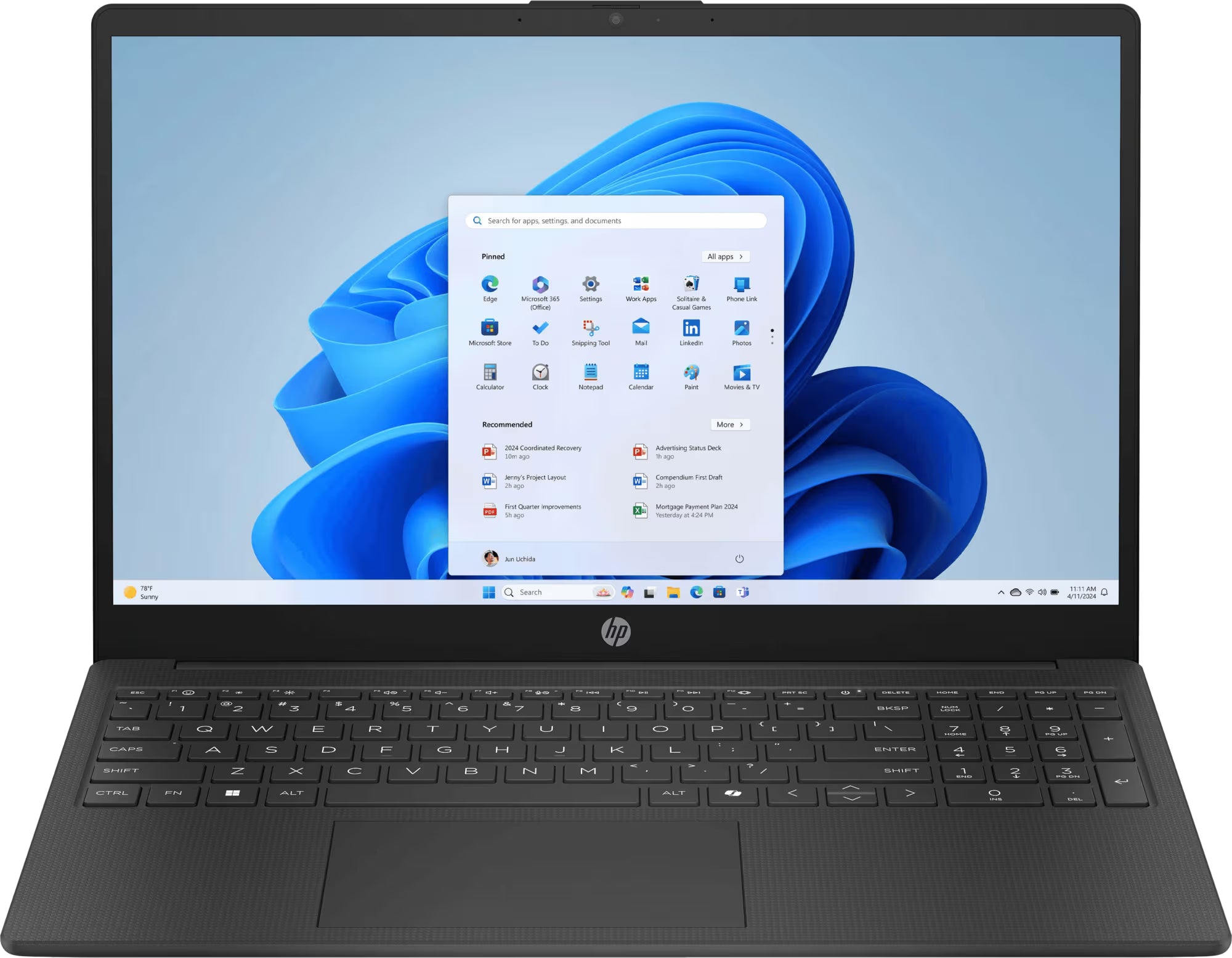 HP Laptop 15-fc0827no R3-7320U/8/128 15,6" bærbar computer